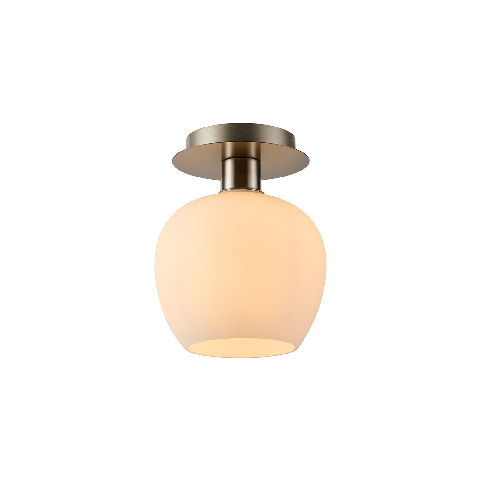 DK1422  Lori 15cm Round Ceiling Flush, 1 Light Flush Fitting E27, Satin Nickel/Opal Wine Shades
